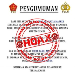 Polda Maluku: Pengumuman Razia Masker Serentak Itu Hoax